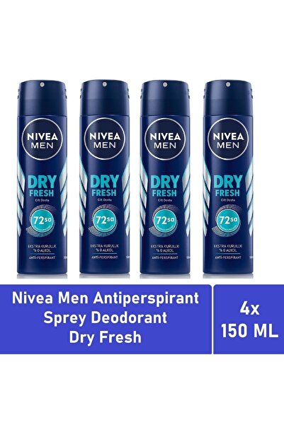 NIVEA Men Deodorant Dry Fresh 150 ML - 4'lü Avantaj Paketi