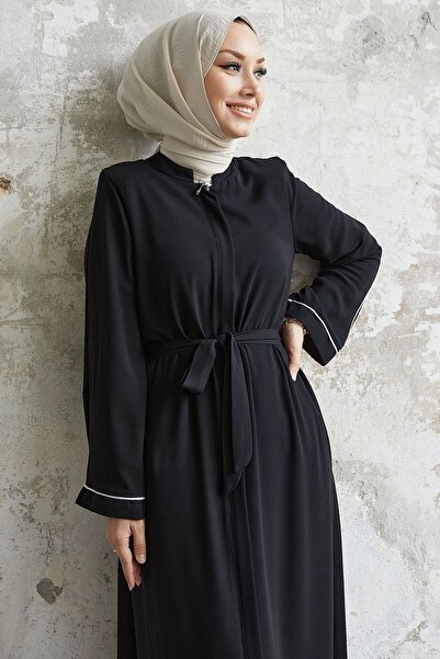 InStyle Abaya cu mâneci casual Salvia cu modele - negru