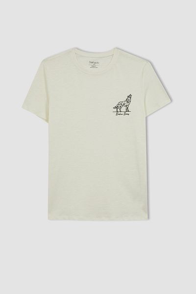 DeFacto Slim Fit Crew Neck Printed Short Sleeve T-Shirt A4031ax23hs