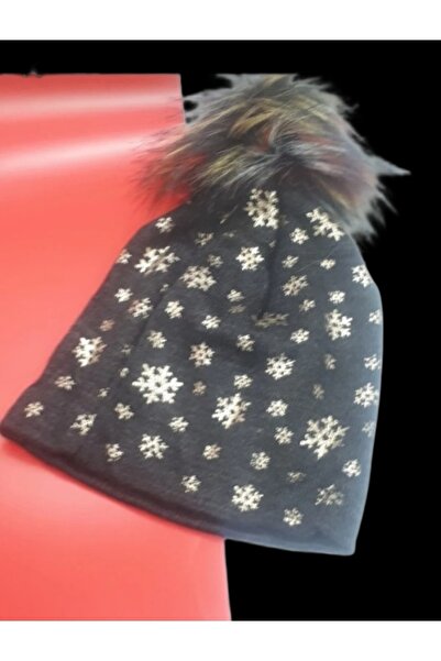 Ervo Reklam Glitter Patterned Winter Thick Beanie for 5/6-Year-Olds