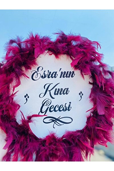 Genel Markalar Bordo Tüylü Gelin Tefi-kına Tefi (28 Cm)