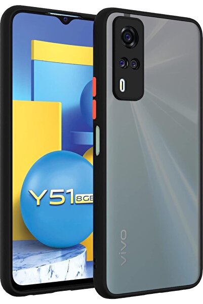 Fibaks Vivo Y53S Kılıf Mat Parmak Izi Yapmaz Kamera Korumalı Renkli Tuşlu Sert Silikon