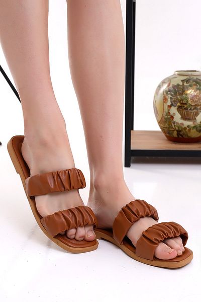 Wordex NR 1220 Shirred Double Tape Casual Άνετες καθημερινές γυναικείες παντόφλες Παραθαλάσσιες παντόφλες