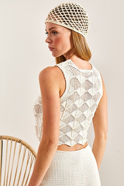 Bianco Lucci Women's Openwork Knitted Blouse