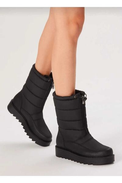 STOKS SHOES STORE Kadın Rahat Kalıp Önü Fermuarlı ve Lastikli İçi Kürklü Kar ...