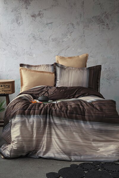 İssimo Home Gerard Çift Kişilik %100 Dijital Pamuk Saten Nevresim Takımı