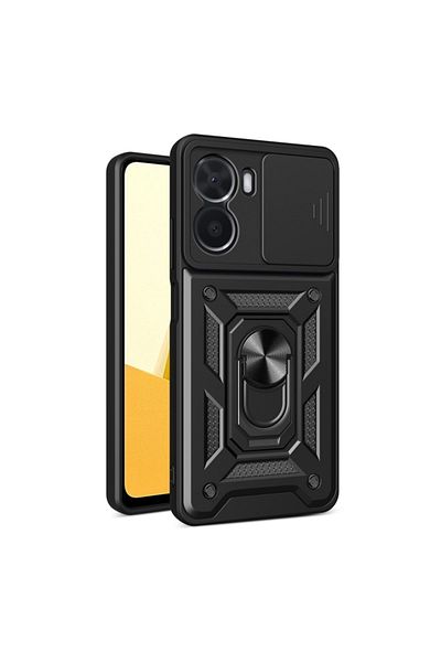 Fibaks جراب Vivo Y16 مع غطاء حماية لكاميرا الفيديو مع حلقة انزلاقية وغطاء حماية للدبابات العسكرية