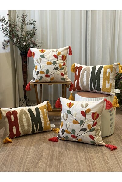 BUGİ HOME COLLECTİON PACHET DE 4 CAZĂ KIRLENT DECORATIVA BRODATĂ PUNCH
