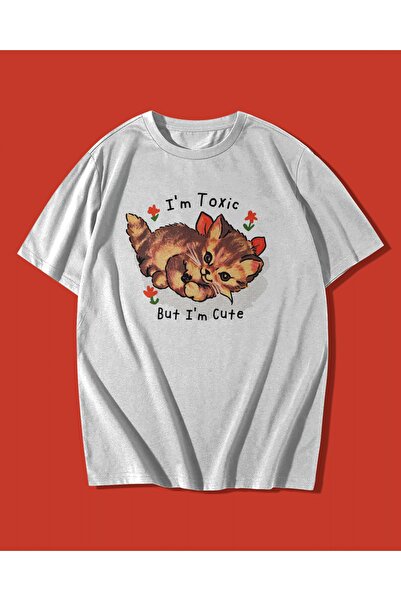 rebelberi Sunt toxic, dar sunt drăguț scris Sarkastic Grunge Style Tricou alb...