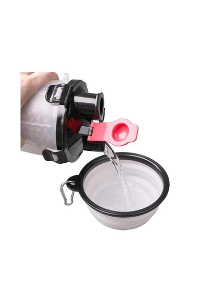 FloriaShopping New Travel Cat, Dog Food and Water Bottle with Foldable Bowl