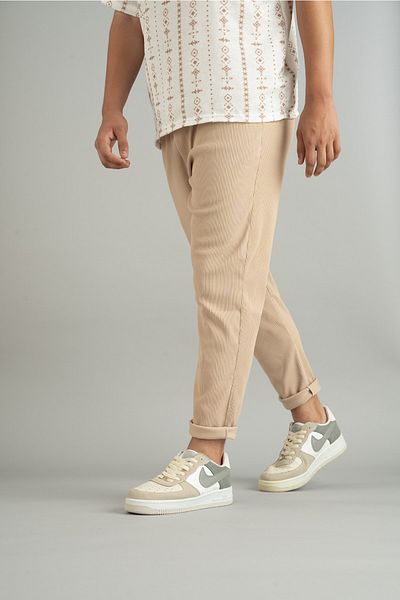 bombe Ανδρικό παντελόνι Jogger Elastic Corded Beige