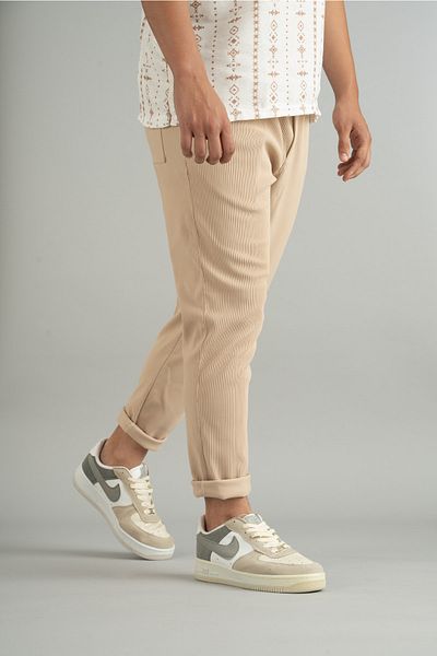 bombe Ανδρικό παντελόνι Jogger Elastic Corded Beige