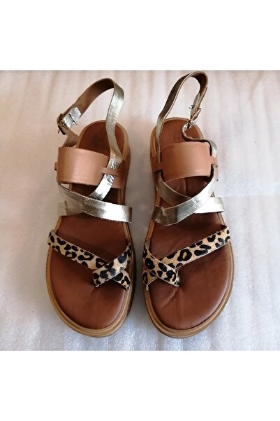Butik Tülin Kadın hakiki deri taba metalik leopar kombin tokalı bantlı kalın ...