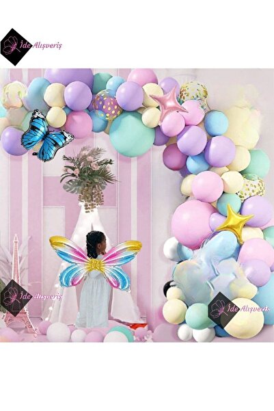 Bkmc SET DE PETRECERE DE ANIVERSARE CU TEMATICA ARIPII ÎNĂUȚĂRII RAINBOW MACA...