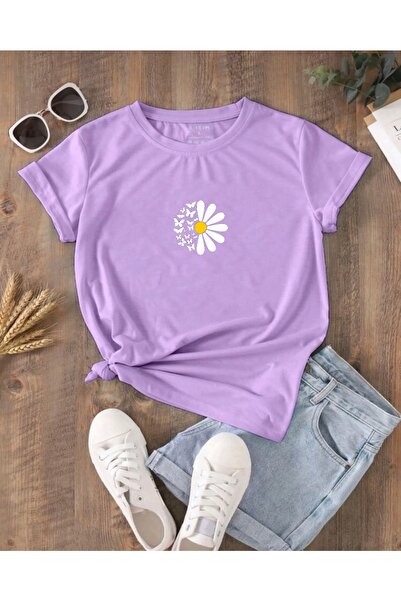 caxis Tricou oversize unisex cu imprimeu Flying Butterfly Daisy