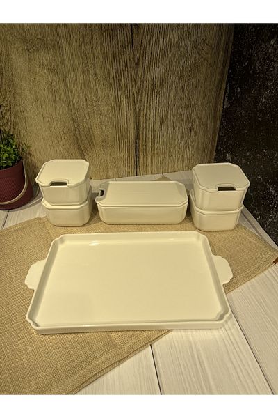 emir home shop 5 Compartment Porcelain Tray and Spoon Breakfast Set Set Breakfast Presentation Catering