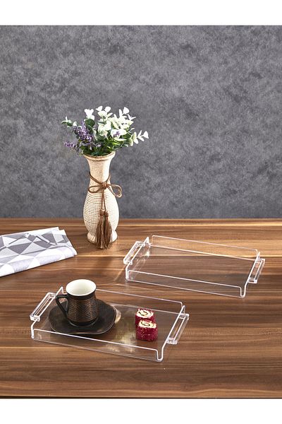 ASlife Home Acrylic Presentation Tray with Handle Decorative Tray