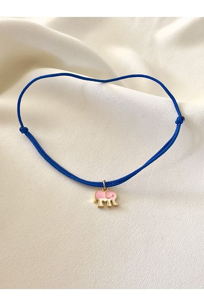 Atelier Çağla Pink White Elephant Blue Rope Anklet