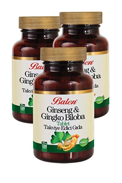 Balen Ginseng Gingko Biloba Takviye Edici Gıda 3 X 720 mg X 120 Tablet Ginkgo Ginko 3 Kutu