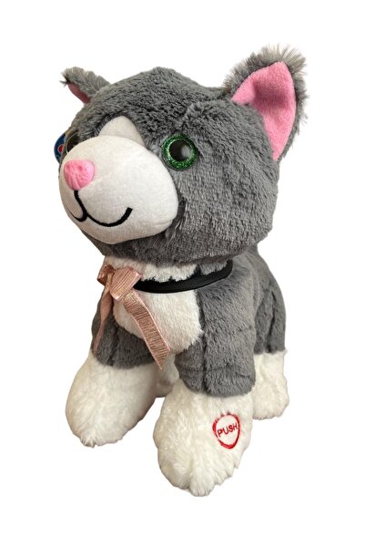 JOYFUL CHİLD Plush Cute Cat 35 cm Play Sleep Buddy Sleeping Pillow with Sound