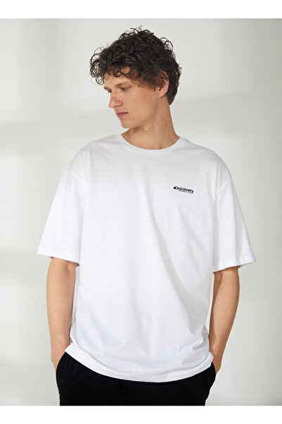 Discovery Expedition Bisiklet Yaka Baskılı Kırık Beyaz Erkek T-Shirt LEE