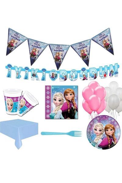 FOKUL Frozen & Elsa Snow Queen Birthday Party Set Concept 16 Person Elsa Party Supplies