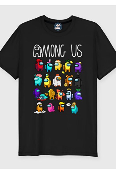 RYO FASHİON Tricou pentru copii AMONG US, negru, cu mânecă scurtă, imprimat, ...