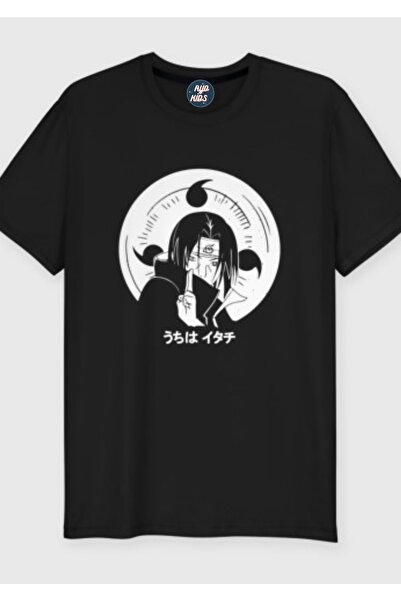 RYO FASHİON NARUTO ANIME LIKSA Tiskana unisex crna dječja majica kratkih rukava