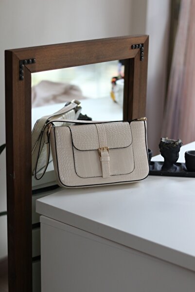 Moom Bag Ženska krem torba na rame sa krokodilskim uzorkom