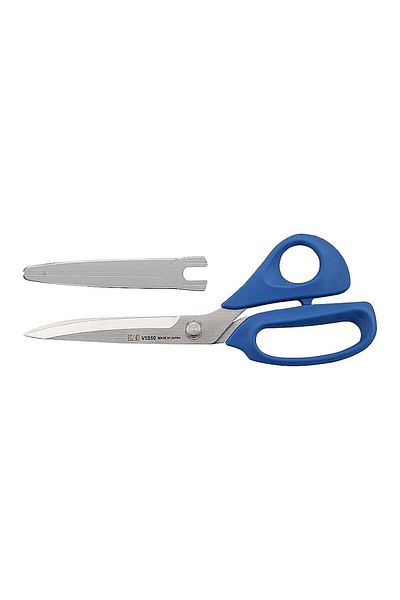 Kai V5250 Sheathed Blue Plastic Handle Fabric Cutting Scissors 25 Cm