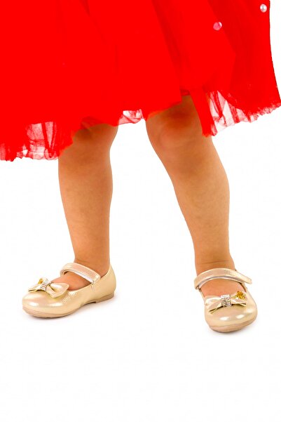 Kiko Kids Cırtlı Fiyonklu Kız Çocuk Babet Ayakkabı Ege 201