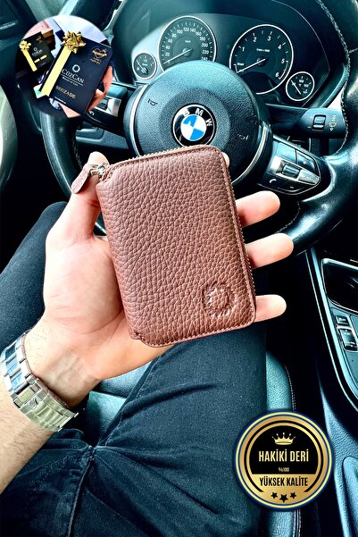 CüzCan Soft Brown Mini Petty Fermuarlı Gerçek Hakiki Deri Cüzdan Unisex (KADI...