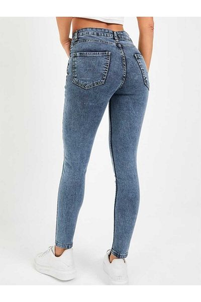 geenz manifacture Athens Snow Blue Skinny Leg Gathering Full Lycra Gathering Sikinny Jean Pantaloni