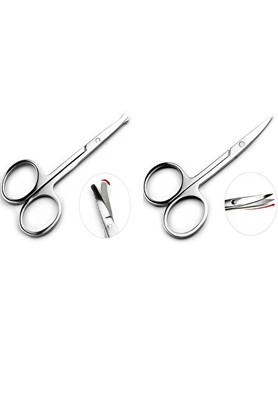 SİNKA Kaş Bıyık Makası + Burun Kılı Kulak Kıl Kesme Makası Çelik Paslanmaz