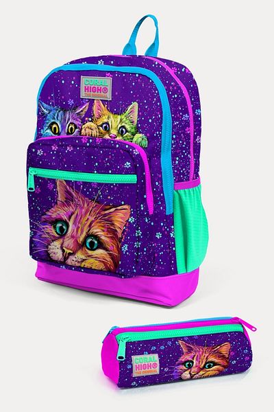 Coral High Set de geanți de școală pentru copii, violet, roz, cu model, 2 piese SET0223732