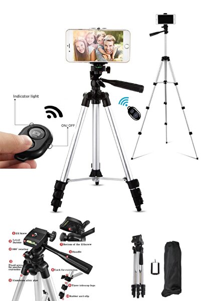 The Wlue Profesyonel Fotoğraf Video Çekimi 106 Cm Tripod Telefon Tutucu Bluet...
