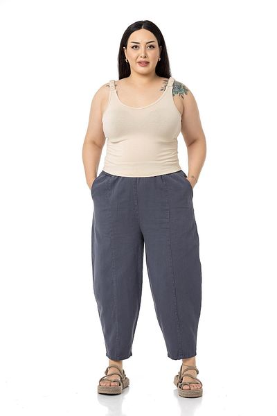 DISENTIS MODEST Large Size Half Shalwar Elastic Waist Anthracite Trousers