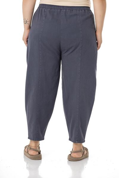 DISENTIS MODEST Παντελόνι ανθρακί ελαστικής μέσης σε μεγάλο μέγεθος Half Shalwar