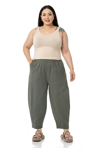 DISENTIS MODEST Large Size Half Shalwar Elastic Waist Khaki Trousers