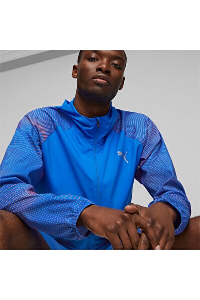 Puma RUN FAVORITE AOP WOVEN JACKET M Mavi Erkek Eşofman Üstü