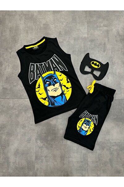öykümgaleria Erkek Çocuk Batman Yazlık Maskeli Şortlu Sıfır Kol Alt Üst Takım