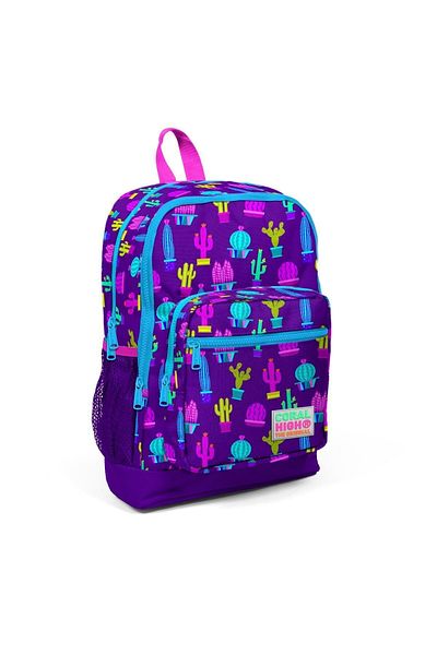 Coral High Set de geanți de școală pentru copii, violet, roz, cu model de cactus, 2 piese SET0223108