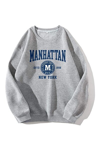 mercoledi Manhattan Štampano okrugla kragna Unisex Oversize kroj dukserica