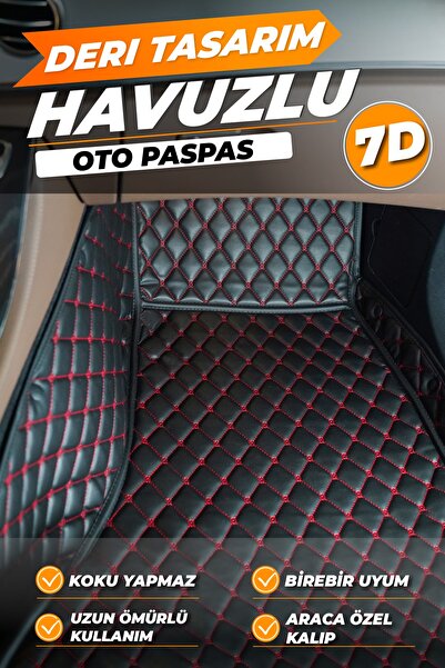 stiloto VOLKSWAGEN CADDY (2005-2020) Uyumlu Özel Dikim Deri 7D Havuzlu Paspas