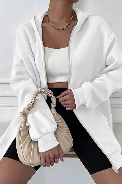 Machetta White 3 Thread Unprinted Zipper Jacket