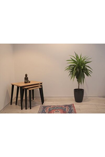 KLT Modüler 3'lü Zigon Sehpa Yağız Model Çam Rengi