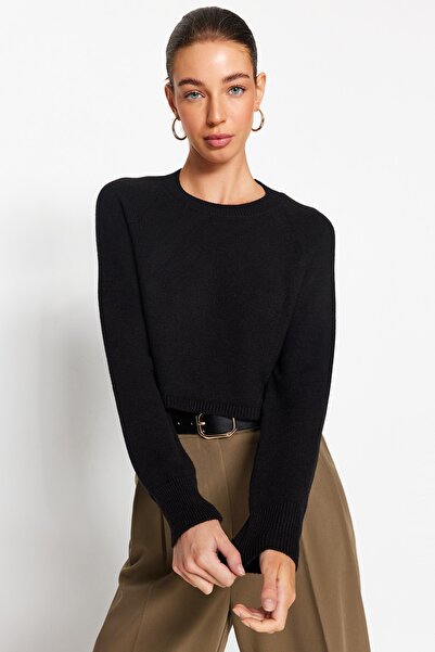 Trendyol Collection Pulover negru premium din fire / tricotaje din fire speciale TWOAW24KZ00137