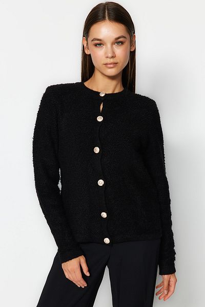 Trendyol Collection Weicher Strick-Cardigan – Schwarz, Accessoires, Jacken-Look TWOAW24HI00039