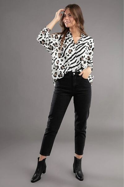 BROSERER بنطلون جينز كارما عالي الخصر أسود للأم من الليكرا القوي