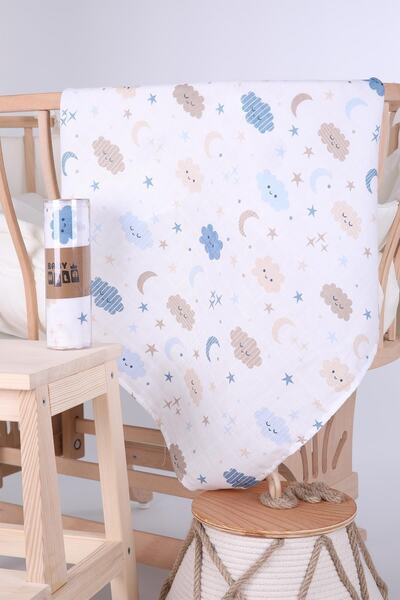 Babyhola غطاء موسلين 80x80 سم نمط سحابة هدية عضوية للرضاعة الطبيعية غطاء عربة...